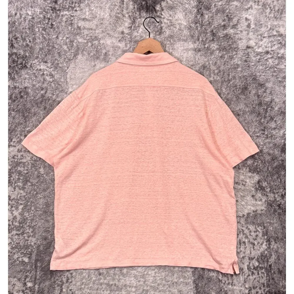 Banana Republic Polo Shirt XL Tall Mens Linen Jersey Knit Light Pink Resort